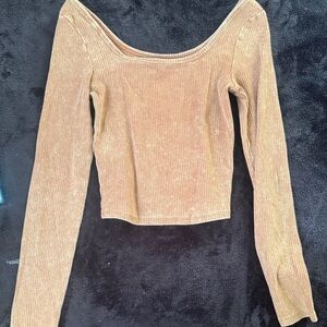 Wild Fable Camel Ribbed Long Sleeve Top